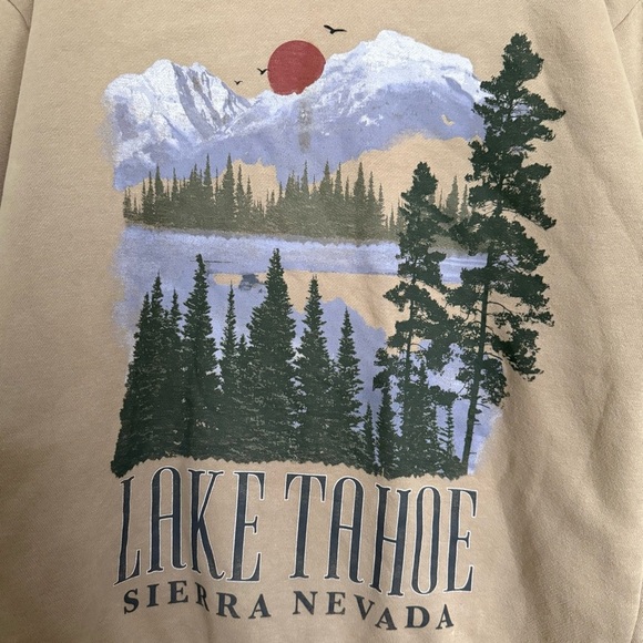 Hollister Tan Relaxed Fit Lake Tahoe Crewneck Sweater Mens Size Large Cabincore - Picture 5 of 8